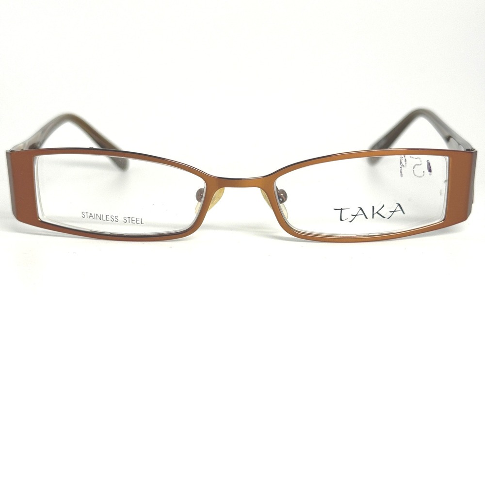 TAKA T2628 Brown Stainless‎ Steel Eyeglasses Frames 49-17-135 Floral Detail